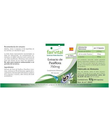 Fairvital | Passion flower extract - VEGAN - 2250mg per serving - Highly dosed - 90 capsules - standardized to 2% flavones - Buy Online on GoSupps.com