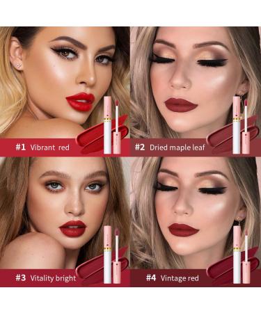 Buy 4 Colors Matte Lipstick Set - Waterproof Velvet Liquid Lip Tint | Long Lasting 24 Hours | Vibrant Red & More | International Shipping - Buy Online on GoSupps.com