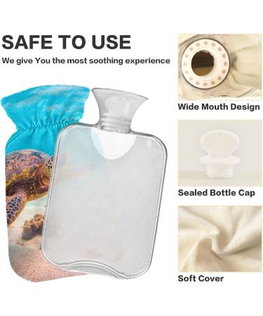 Soft Velvet Heat Bottle with Hawaiian Sea Turtle - 1L Warming Bag for Pain Relief Hot & Cold Compress Body Bed Warmer - Buy Online on GoSupps.com