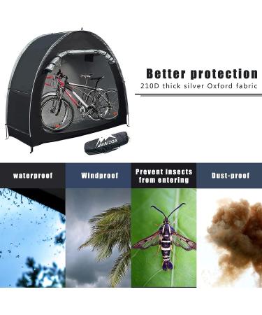 MAIZOA Outdoor Bike Cover Shed Tent | Waterproof 210D Oxford Fabric | Aluminum Alloy Bracket | Storage for 2 Bicycles or Tricycles | Black - Buy Online on GoSupps.com