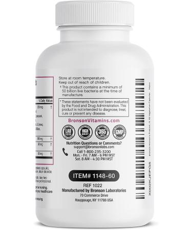 Bronson Women's Probiotic 50 Billion CFU + Prebiotic with Cranberry & D-Mannose - Vaginal Health, Digestive Support, Immune Function - 60 Vegetarian Capsules - Buy Online on GoSupps.com
