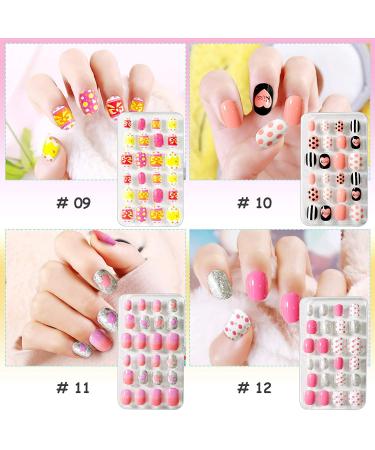 Kalolary Kids False Nail Kit - 288PCS Candy Pattern Full Cover Nails with Adhesive Tabs | Children's Day Gift for Little Girls Nail Art - Buy Online on GoSupps.com