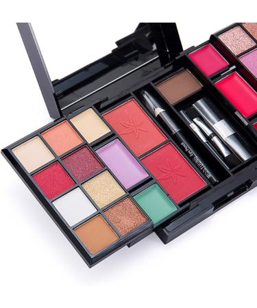 RoseFlower Mini Fold Out Cosmetic Palette 25-color Eyeshadow Blush Eyebrow Powder Set - All in One Pro Makeup Box, Portable Xmas Gift for Girls - Buy Online on GoSupps.com