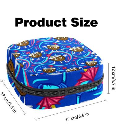 Portable Women's Binding-Storage Bags | Menstrual Cup & Pad Pockets | Ideal for Teen Girls - Dark Blue Tropical Coconut Design - Buy Online on GoSupps.com