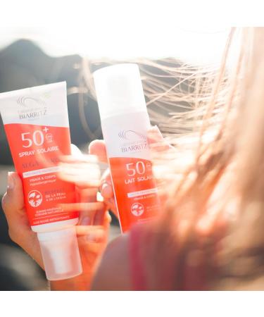 Laboratoires de Biarritz Sonnenpray LSF50+ ALGA Maris Bio Sunscreen - Certified for Babies Children & Adults - Light Fluid Texture - 100ml Made in France - Buy Online on GoSupps.com