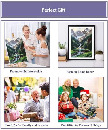 Mountains Waterfall Paint by Number Kit - 4 Pack DIY Adult & Kids Landscape Painting Set on Canvas 12X16 Inch - Beginner Friendly - Buy Online on GoSupps.com