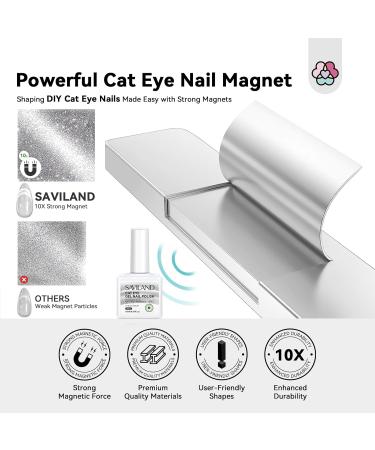SAVILAND Silvery Cat Eye Gel Polish with 10PCS Magnet: 15ML Cats Eye Gel Nail Polish with Strong Nail Magnet Vitamin E Castor Oil Magnetic Gel Heart Line Diverse Cat Eye - Buy Online on GoSupps.com
