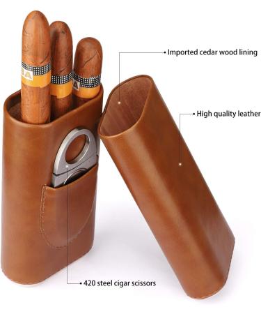 Time C club 3 Sticks Portable moisturizer Cigar Case Imported Cedar Wood Lined Cigar humidor Cigar Box Stainless Steel Cutter Set - Buy Online on GoSupps.com