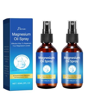 Pure Magnesium Oil Spray Foot Magnesium Spray 60ml Leak-Proof Portable Package Magnesium Oil Body Care Natural Formula Easy to Absorb and Soothe (2 Pack) Blue
