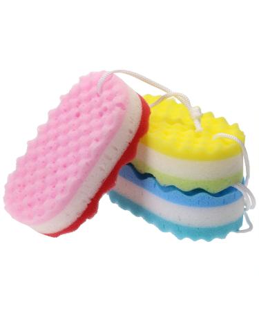 Tupalizy 3PCS Assorted Colors Soft Bath Sponge Body Scrubber for Bathing Exfoliating Shower Sponge for Women Men Family Cleaning Scrubbing Washing Foam Sponge Large with Robe for Hanging Bathroom