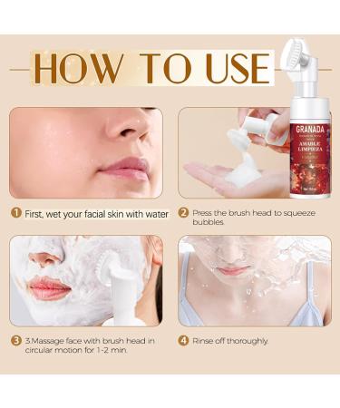 Tangsion Face Wash - Pomegranate Cleansing Foam for Firmness & Hydration | 5.1 fl oz | International Shipping Available - Buy Online on GoSupps.com