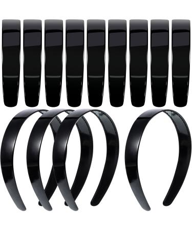 Hestya 1 Inch Black Plain Craft Plastic Headbands with Teeth Plastic DIY Hair Accessories Headbands Headwear (20 Pack)