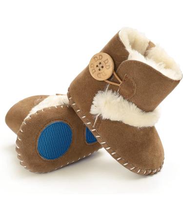 EDOTON Baby Winter Snow Boots | Button Design | Soft Non-slip Sole | 6-12 Months | Brown - Buy Online on GoSupps.com
