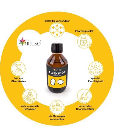  mituso mituso 100% Pure Cold-Pressed Castor Oil - 250 ml - Eyelash Serum - Natural Hair Oil - Buy Online on GoSupps.com