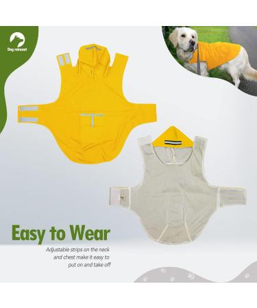 Ultra-Light Waterproof Dog Rain Coat with Hood & Reflective Strip for Medium to Large Dogs - Yellow 4XL - Buy Online on GoSupps.com