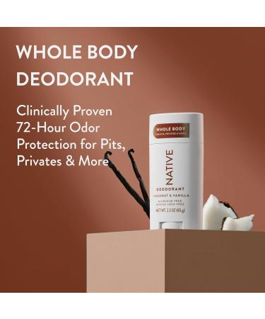 Native Whole Body Deodorant Stick Contains Naturally Derived Ingredients Deodorant for Men and Women | 72 Hour Odor Protection Aluminum Free with Coconut Oil and Shea Butter | Coconut & Vanilla - Buy Online on GoSupps.com