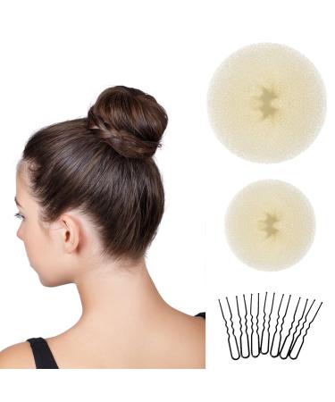 VEGCOO 6-Piece Donut Bun Maker Set - Hair Styling Aid Nylon Hair Ties Cream White - Perfect for Effortless Hairstyles - Buy Online on GoSupps.com