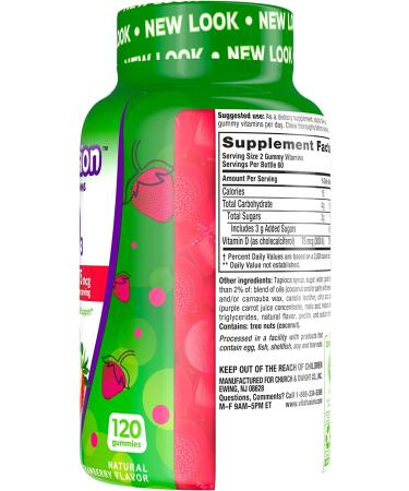 VitaFusion Extra Strength D3 Gummies - 75 mcg Bone & Immune Support, Natural Strawberry Flavor, 120 Count - Buy Online on GoSupps.com