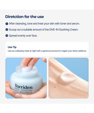 Torriden DIVE-IN Hyaluronic Acid Soothing Cream 3.38 fl oz | Best Facial Moisturizer for Sensitive Dry Skin | Fragrance-free Vegan Cruelty-Free - Buy Online on GoSupps.com