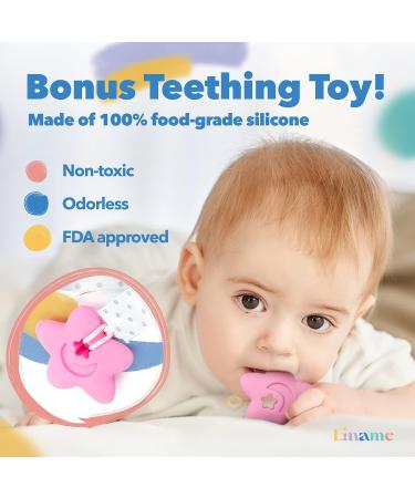 Liname Pacifier Chain for Girls - 4-Piece Gift Box + FREE Teething Ring | Perfect Baby Shower Gift - Buy Online on GoSupps.com