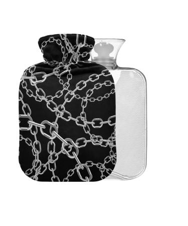 Hot water bottle with metal chain 1 l small hot water bag for pain relief for children men women without BAP 1L