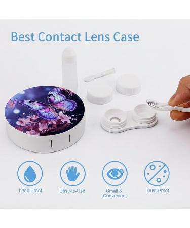 Purple Butterfly Print Contact Lens Case - Travel Care Box for Contact Lenses - Buy Online on GoSupps.com