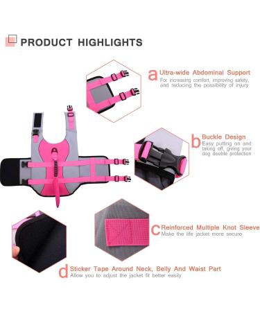Cit toile Dog Life Jacket - Safe & Light Water Sports Vest for Small/Medium/Large Dogs - Pink with Handle & Reflective Features - Buy Online on GoSupps.com