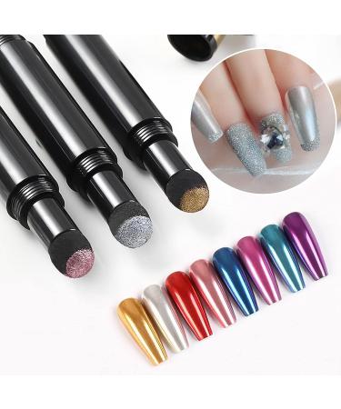RoseFlower 6pcs Double Head Chrome Mirror Effect Nail Powder Pen - 12 Colors Glitter & Manicure Tool #4 - Buy Online on GoSupps.com