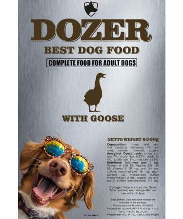 DOZER Adult dog food | Complete food with different types of meat (500 g) | Natural and nutritious | Wet dog food (x 10 goose) - Buy Online on GoSupps.com