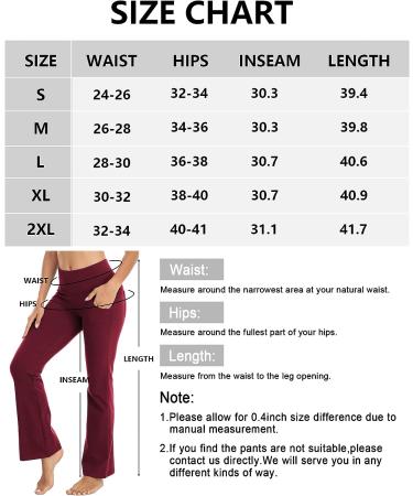 High Waist Bootcut Yoga Pants with Pockets - Burgundy, Small - Buy Online on GoSupps.com
