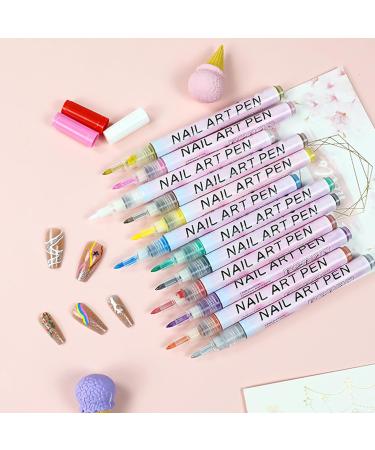 Nail Art Pens 12 Colors Nail Polish Pens Set Waterproof Nail Varnish Pens Quick Dry Nail Art Graffiti Painting Pens DIY Abstract Lines Detail Pen Manicure Polish Tools - (0.7mm Plastic Pen Nib) - Buy Online on GoSupps.com
