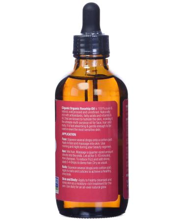 Cliganic Organic Rosehip Oil 4 fl oz - Pure, Cold-Pressed & Natural Skincare - Buy Online on GoSupps.com