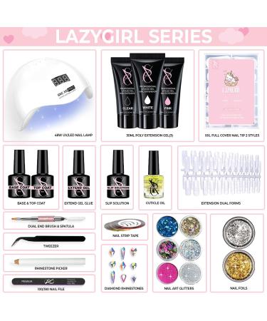 SXC Cosmetics Poly Extension Gel Nail Kit All in One Gel Nail Art Starter Kit for Beginners (Lazygirl Series) - Buy Online on GoSupps.com