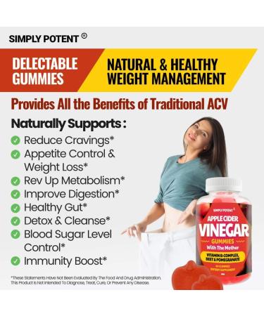 ACV Gummies for Weight Loss - 60 Apple Cider Vinegar Pills with Pomegranate, Beet & B Vitamins for Gut Detox - Buy Online on GoSupps.com