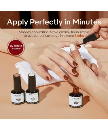 Modelones 32Pcs Gel Nail Polish Set - Nude Brown & Glitter Red Pink Colors with Glossy & Matte Finish - No Wipe Base Coat & Nail Primer Kit - Gifts for Women - DIY Home A0-California Dream - Buy Online on GoSupps.com