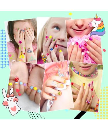 Non-Toxic Kids Nail Polish Set - 12 Colors with Unicorn Stickers | Quick Dry Water-Based Varnish Kit for Girls, Teens & Toddlers - Buy Online on GoSupps.com
