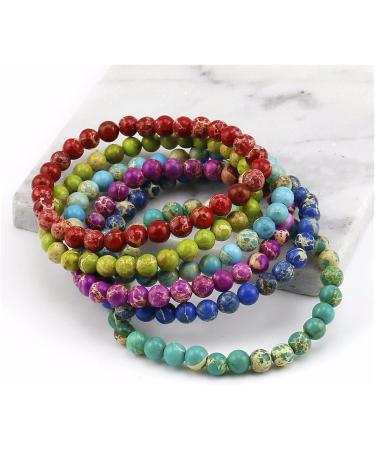 Saturey Mix Colors 6mm Natural Health Sea Sediment Imperial Stone Beads Bracelets Compatible With Women Energy Couples Bracelets Men Gift - Buy Online on GoSupps.com
