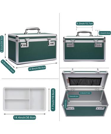 Large capacity Locking Box Lockable Medication Box with Portable Storage Case 38x 22x 24cm Childproof Medicine Lock Organizer Locked Empty First Aid Storage Case (GREEN) - Buy Online on GoSupps.com