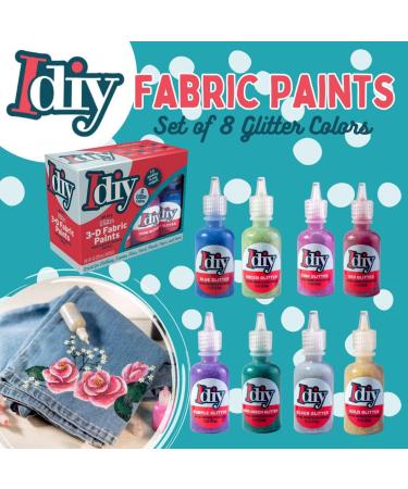 8 Glitter Fabric Paints - 1oz Bottles | Bright 3D T-Shirt Paint for Kids | Non-Toxic & Washable | Ideal for Art & Crafts - Buy Online on GoSupps.com