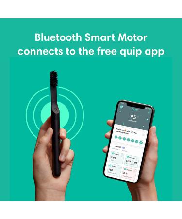 Quip Adult Smart Electric Toothbrush - Sonic with Bluetooth, Travel Cover, Soft Bristles & Timer - All-Black - Buy Online on GoSupps.com