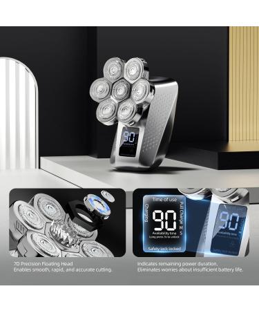 Buy ELESTYLE 5-in-1 Bald Shaver for Men | IPX6 Waterproof Electric Razor with LED & 7 Rotating Heads | Wet & Dry Head Shaving Kit - Best Beard Trimmer Care - Buy Online on GoSupps.com
