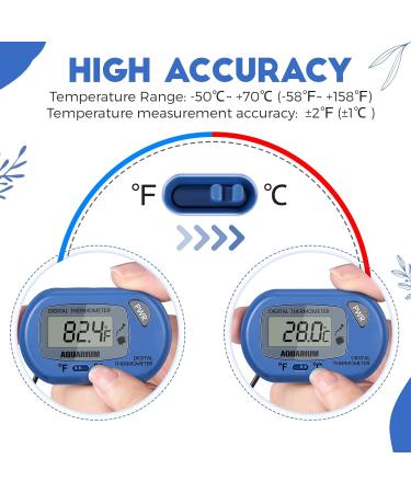 Digital Aquarium Thermometer - 2-Pack LCD Water Temperature Sensors with Suction Cup for Turtle & Fish - Accurate Terrarium Monitoring - Buy Online on GoSupps.com