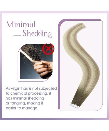FSHINE Real Hair Tape-In Extensions - Balayage & Ombre - 25g 45cm 10 Pieces #4/7/80 - Natural Straight - Buy Online on GoSupps.com
