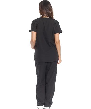 Just Love Women's Six Pocket Medical Scrubs Set - V-Neck Cargo Pant, Large Black - Buy Online on GoSupps.com