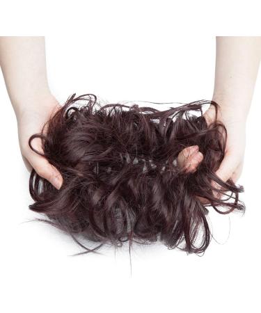 Synthetic Wavy Donut Hair Bun Chignon in Black Mix Wine Red | Updo Scrunchy Curly Hair Extension - Buy Online on GoSupps.com