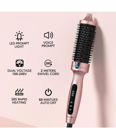 Terviiix 38MM Ceramic Tourmaline Ionic Curling Iron Brush - Volumizing Hot Brush for Root Volume & Loose Curls - Digital Display, 5 Temperatures, Dual Voltage - Rose Gold - Buy Online on GoSupps.com