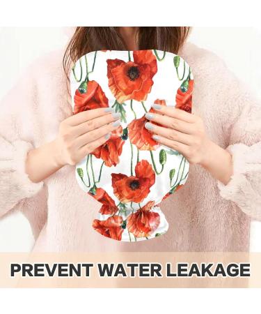 NAANLE Hot Water Bottle 2L with Cover - Watercolor Poppy Flowers for Menstrual Cramps & Pain Relief | Heat & Cold Therapy - Buy Online on GoSupps.com