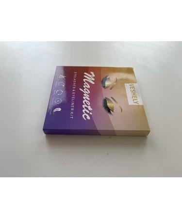 Veshely Natural Magnetic Eyelashes with Eyeliner - 5 Pair Reusable 3D False Lashes Set for Natural Look - Buy Online on GoSupps.com