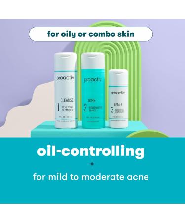 Proactiv 3 Step Acne Treatment System with Benzoyl Peroxide Face Wash Exfoliating Toner Repairing Spot Treatment 60 Day Complete Skin Care Kit - Buy Online on GoSupps.com