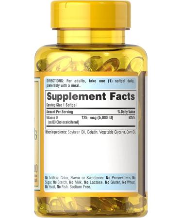 Vitamin D3 5000 IU for Immune System Support and Strong Bones - 200 Softgels - Buy Online on GoSupps.com